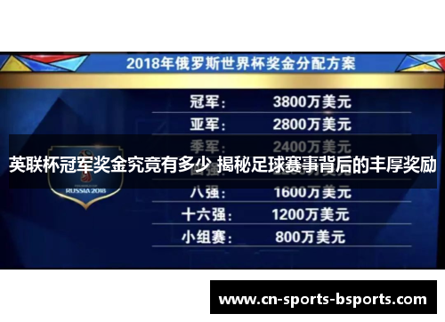 英联杯冠军奖金究竟有多少 揭秘足球赛事背后的丰厚奖励